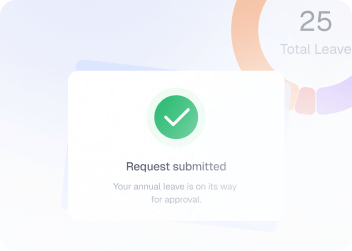 A confirmation card showing a submitted leave request.